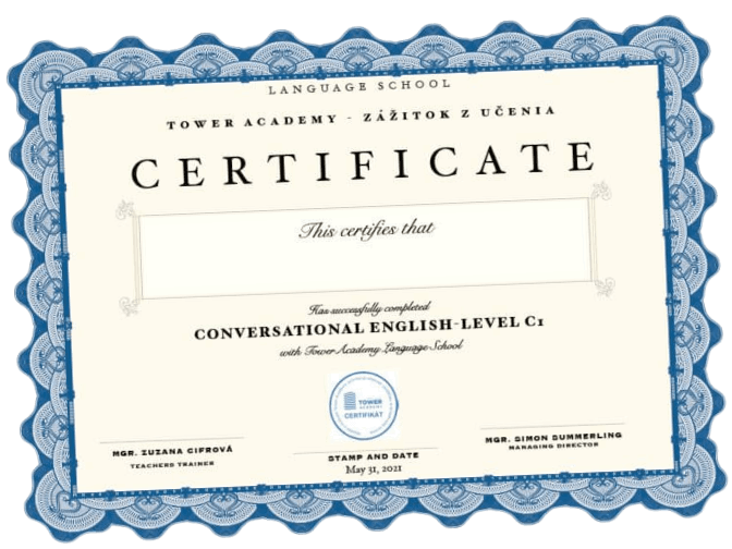 Vzor certifikátu Tower Academy